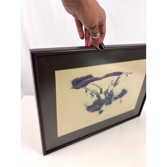 Vintage White Flower in Snow Print Matted and Framed Wall Decor Art - Picture 10 of 10